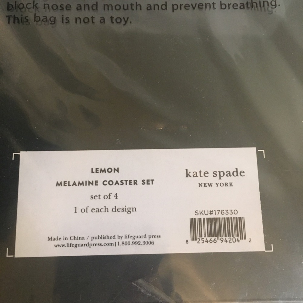 NWT Kate Spade Lemon Melamine Coaster Set - Picture 5 of 5